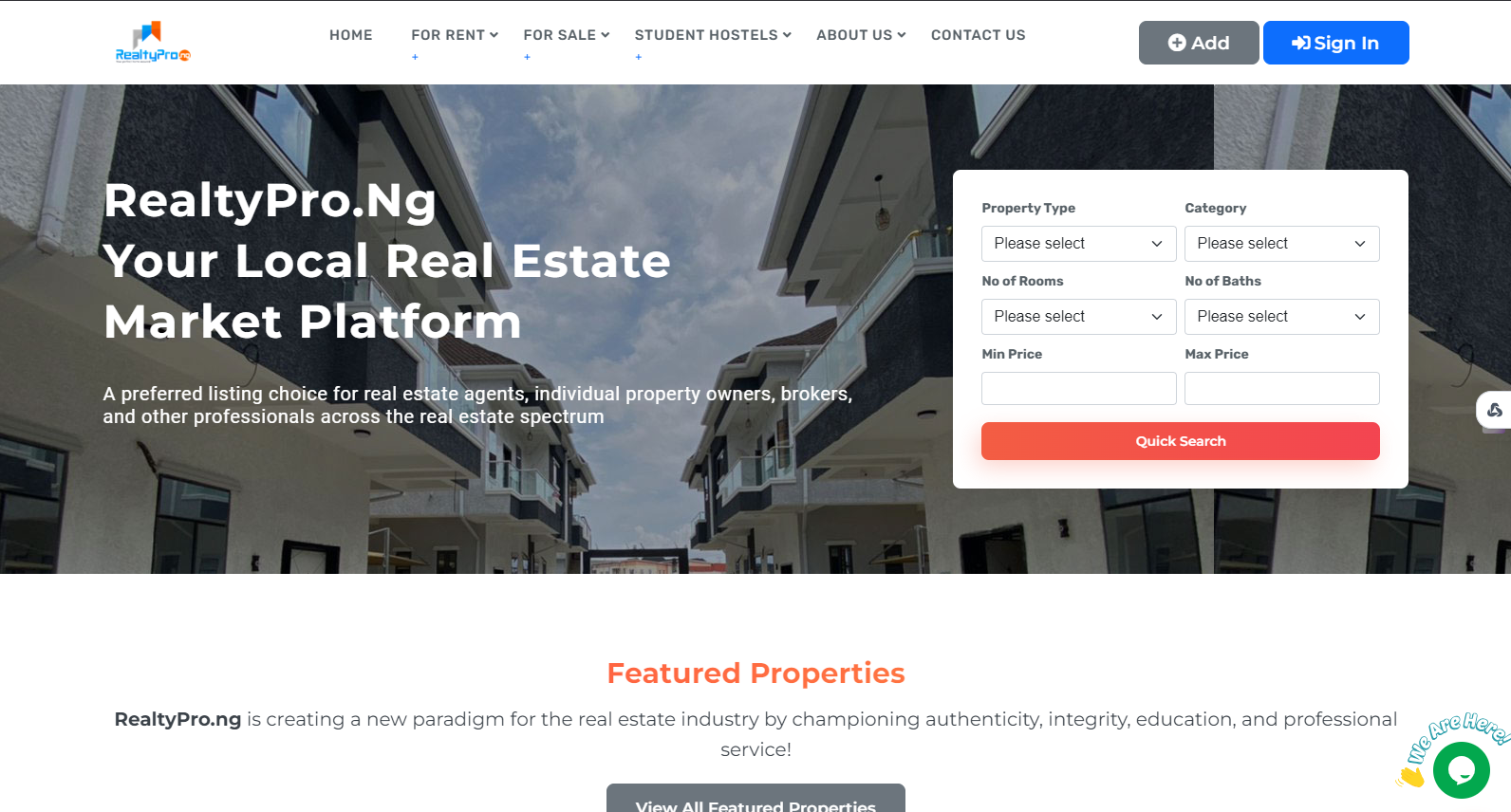 Realinks Global Services - Real estate listing portal